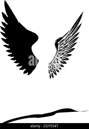 Winged Lion. Vector illustration, logo or icon on white background Stock Vector