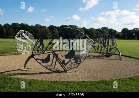 The Beech Leaves sculpture, War Memorial Park, Coventry, West Midlands, England, UK Stock Photo