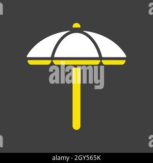 Beach parasol flat vector glyph icon on dark background. Summer sign. Graph symbol for travel and tourism web site and apps design, logo, app, UI Stock Vector