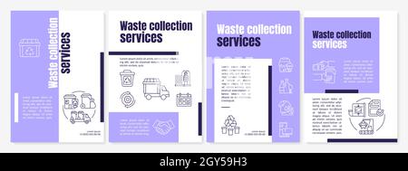 Waste collection services purple brochure template Stock Vector