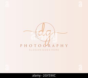 DG feminine logo. Usable for Nature, Salon, Spa, Cosmetic and Beauty Logos. Flat Vector Logo Design Template Element. Stock Vector