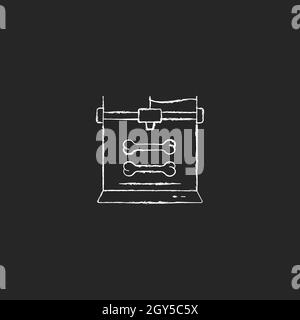 3d bone models printing chalk white icon on dark background Stock Vector
