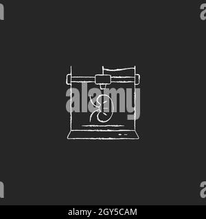 3d printed kidney chalk white icon on dark background Stock Vector