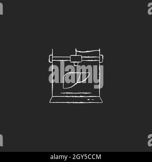 3d printed liver chalk white icon on dark background Stock Vector