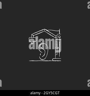 3d printed ear chalk white icon on dark background Stock Vector