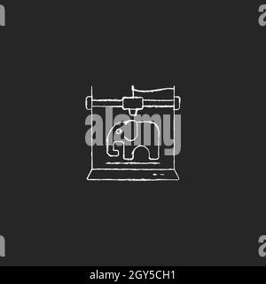 3d printed toys chalk white icon on dark background Stock Vector