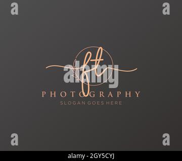 FT feminine logo. Usable for Nature, Salon, Spa, Cosmetic and Beauty Logos. Flat Vector Logo Design Template Element. Stock Vector