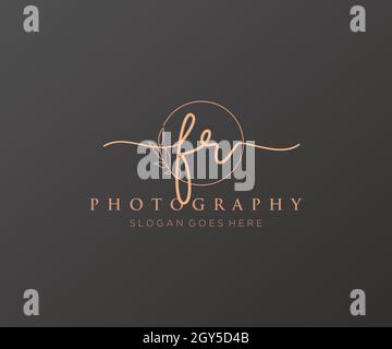 FR feminine logo. Usable for Nature, Salon, Spa, Cosmetic and Beauty Logos. Flat Vector Logo Design Template Element. Stock Vector