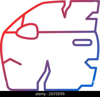Broken car door gradient linear vector icon Stock Vector