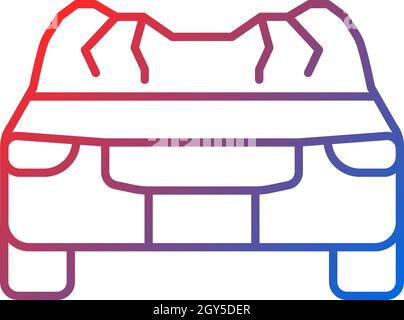 Car roof damage gradient linear vector icon Stock Vector