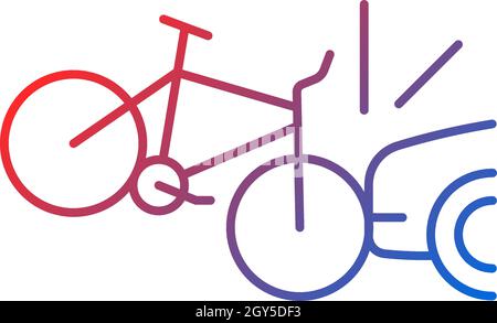 Car collision with cyclist gradient linear vector icon Stock Vector