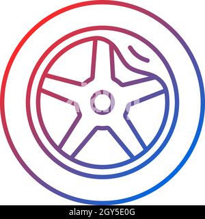 Wheel damage gradient linear vector icon Stock Vector