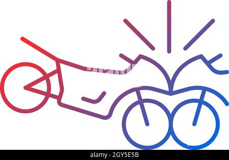 Motorcycles accident gradient linear vector icon Stock Vector