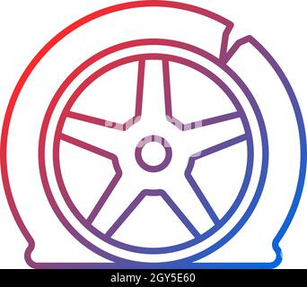 Tyre damage gradient linear vector icon Stock Vector