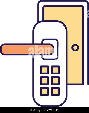 Smart lock RGB color icon Stock Vector