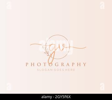 GV feminine logo. Usable for Nature, Salon, Spa, Cosmetic and Beauty Logos. Flat Vector Logo Design Template Element. Stock Vector