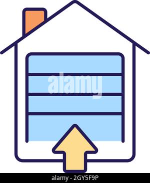 Garage entrance RGB color icon Stock Vector