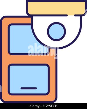 Camera above window RGB color icon Stock Vector