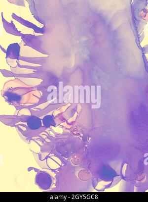 Wedding Card Design. Yellow Pastel Fluid Liquid. Stock Photo