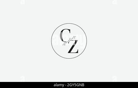 LETTERS CZ LOGO DESIGN WITH NEGATIVE SPACE EFFECT FOR ILLUSTRATION USE Stock Vector