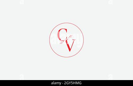 LETTERS CV LOGO DESIGN WITH NEGATIVE SPACE EFFECT FOR ILLUSTRATION USE Stock Vector