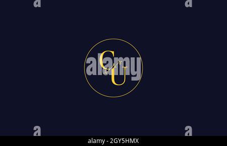 LETTERS CU LOGO DESIGN WITH NEGATIVE SPACE EFFECT FOR ILLUSTRATION USE Stock Vector