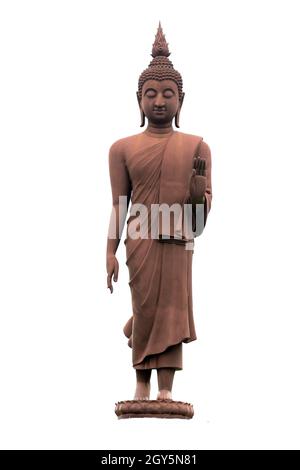 Isolated clipping path buddha statue used as amulets of Buddhism religion.The ancient Buddha Stock Photo