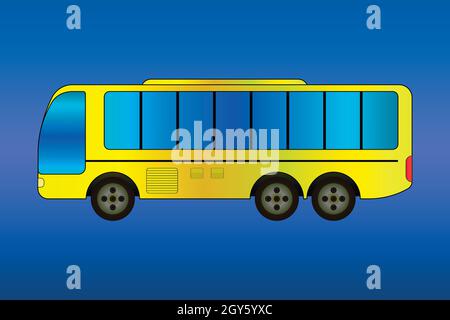 Side view of a yellow bus gradient Stock Vector