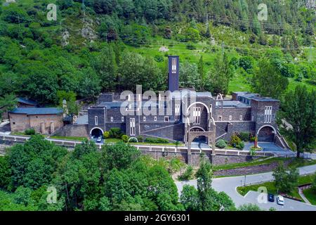 Sanctuary of Our Lady of Meritxell is a basilica located in the town of Meritxell, in the Andorran parish of Canillo Stock Photo