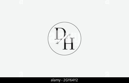 LETTERS DH LOGO DESIGN WITH NEGATIVE SPACE EFFECT FOR ILLUSTRATION USE Stock Vector