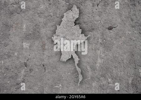 Map of Myanmar on weathered concrete Stock Photo - Alamy