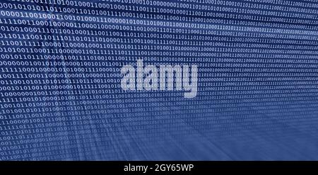 Colorful digital binary data digits and streaming binary code background with light beams. Stock Photo