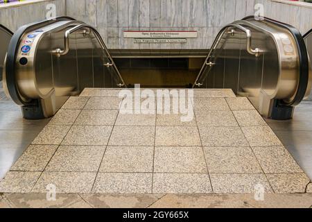 Mechanical stair at subway in athens city, greece Stock Photo