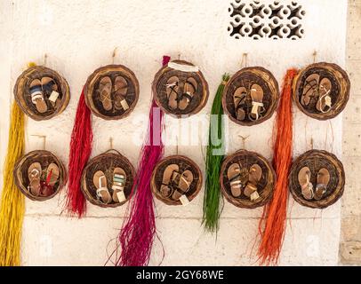 Polignano, Italy - September 17, 2019: Shoes on display in a shop in Polignano a Mare Stock Photo