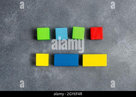 Stack of Sample Cube Rectangular Boxes On Surface Polished With Multi-Colour Stock Photo