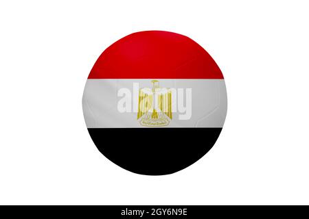 Football in the colors of the Egypt flag isolated on white background. In a conceptual championship image supporting Egypt. Stock Photo