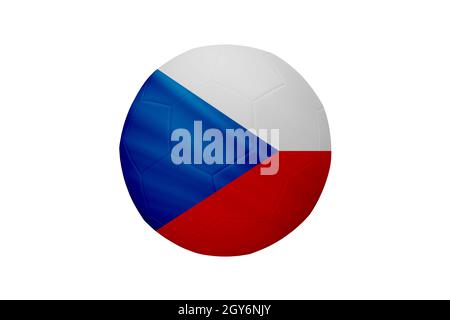 Football in the colors of the Czech Republic flag isolated on white background. In a conceptual championship image supporting Czech Republic. Stock Photo