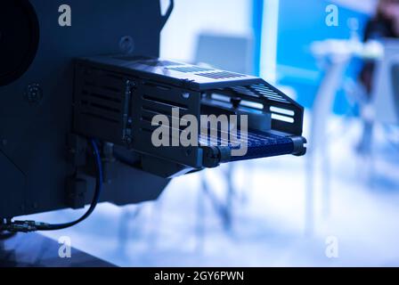 The conveyor chain, and conveyor belt is on production line in clean room Stock Photo