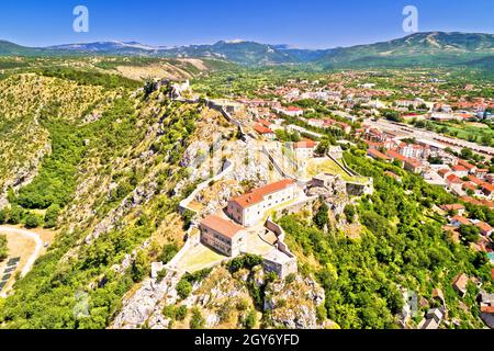 Knin fortress on the rock aerial view, second largest fortress in Croatia Stock Photo