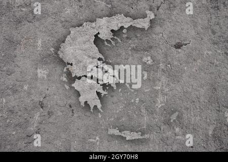 Map of Greece on weathered concrete Stock Photo - Alamy
