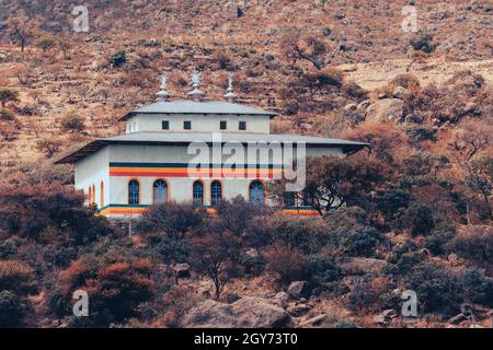 Beautiful architecture of rural Orthodox Christian Church situated in countryside , Tigray Region Ethiopia, Africa Stock Photo