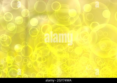 Abstract fresh vivid spring summer light delicate pastel yellow bokeh background texture with bright soft color circles. Card concept. Beautiful backd Stock Photo