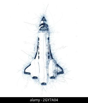Shuttle hand drawn sketch over white background Stock Photo