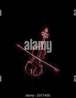 Violin grunge sketch  over black background Stock Photo