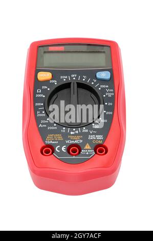 Multimeter for working with electricity on an isolated white background Stock Photo