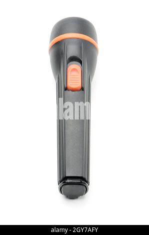 Flashlight in black on an isolated white background Stock Photo