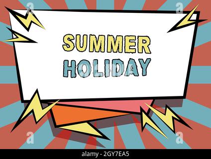 Sign displaying Summer Holiday, Concept meaning special period of time in summer for relaxation and fun Abstract Displaying Urgent Message, New Announ Stock Photo