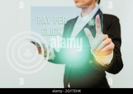 Text sign showing Pay Per Click, Conceptual photo internet marketing in which payment is based on clickthroughs Inspirational business technology conc