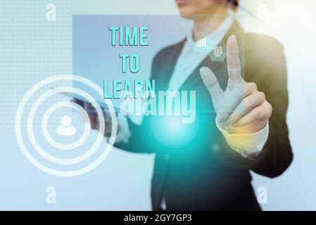 Text caption presenting Time To Learn, Business concept the need to get knowledge or understanding of facts and ideas Inspirational business technolog Stock Photo
