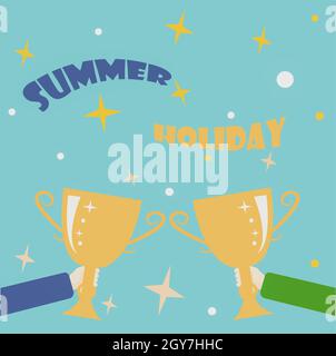 Writing displaying text Summer Holiday, Business idea special period of time in summer for relaxation and fun Abstract Victory Reward Ceremony, Celebr Stock Photo